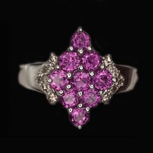 Pink Sapphire diamond ring white gold new